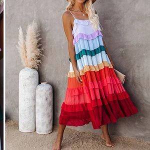 Colorful tiered maxi dress